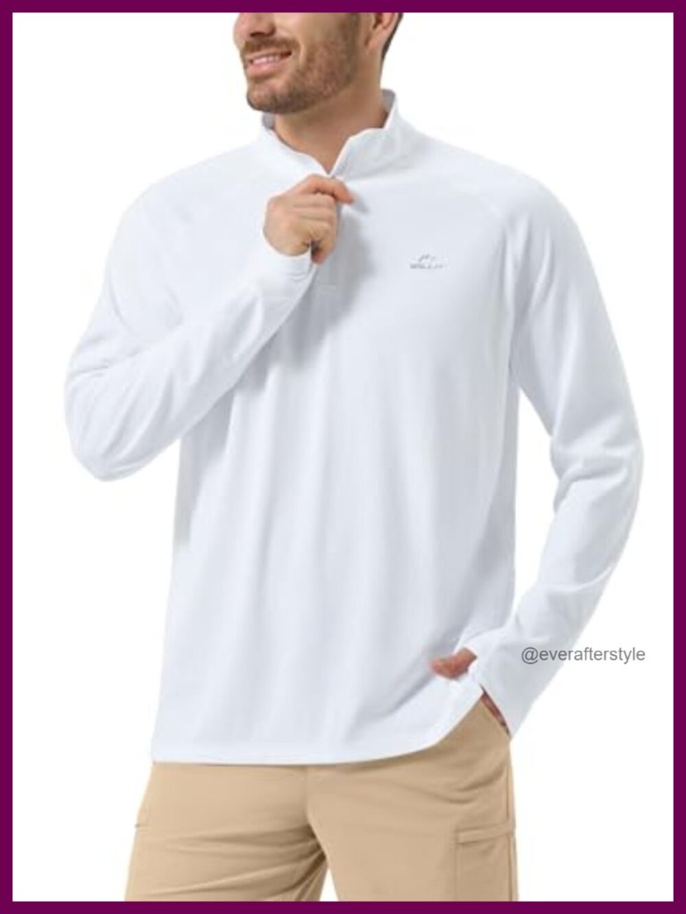 Men's Long Sleeve Quarter-Zip Sun Shirt UPF 50+ Quick Dry Pullover